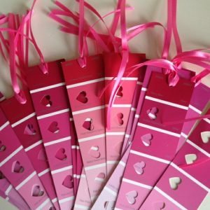 Valentine's Day bookmarks made from paint swatches - Lovebugs and Postcards