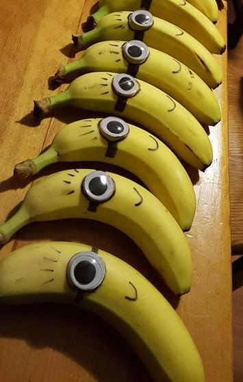 Bananas with Minion faces drawn on them- Non-candy Halloween treats - Adventures in NanaLand
