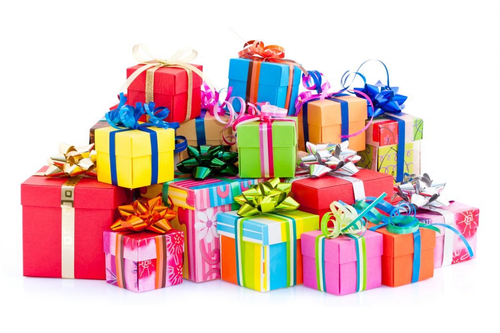 Colorful gift boxes with gows